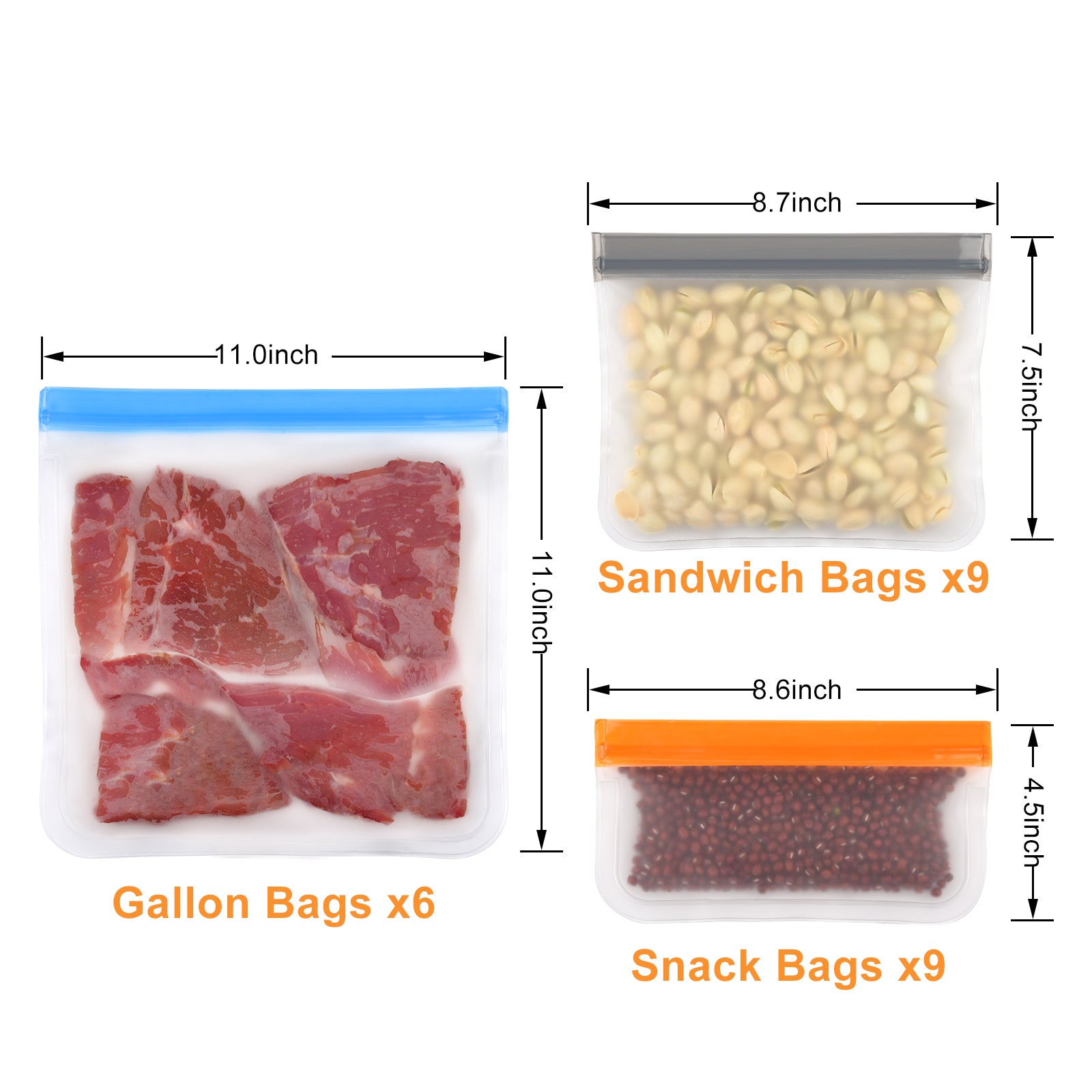 6 Pack Dishwasher Safe Reusable Gallon Bags – Lerine