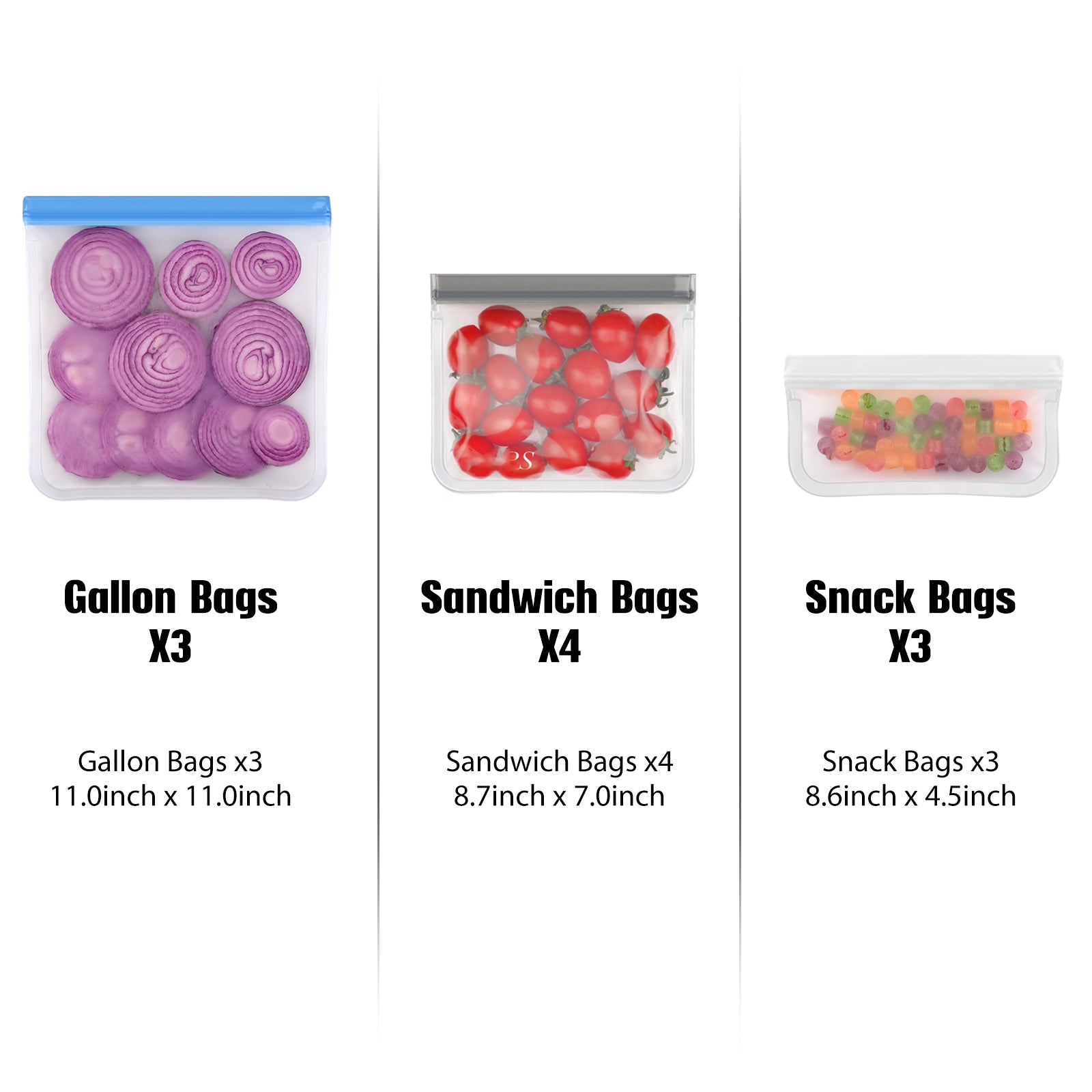 9 Pack Dishwasher Safe Reusable Snack Bags – Lerine